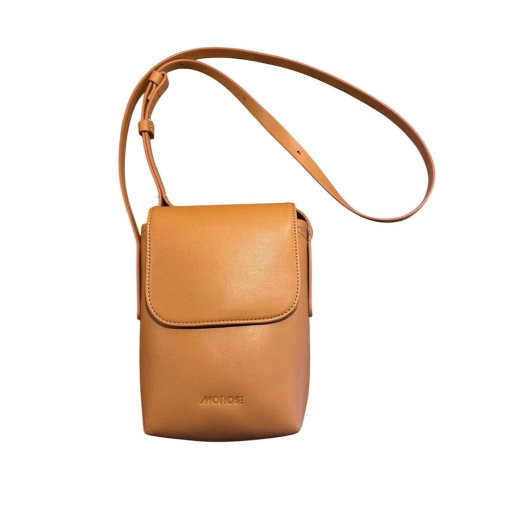Monos Metro Tan Leather Crossbody Bag Unisex Mini